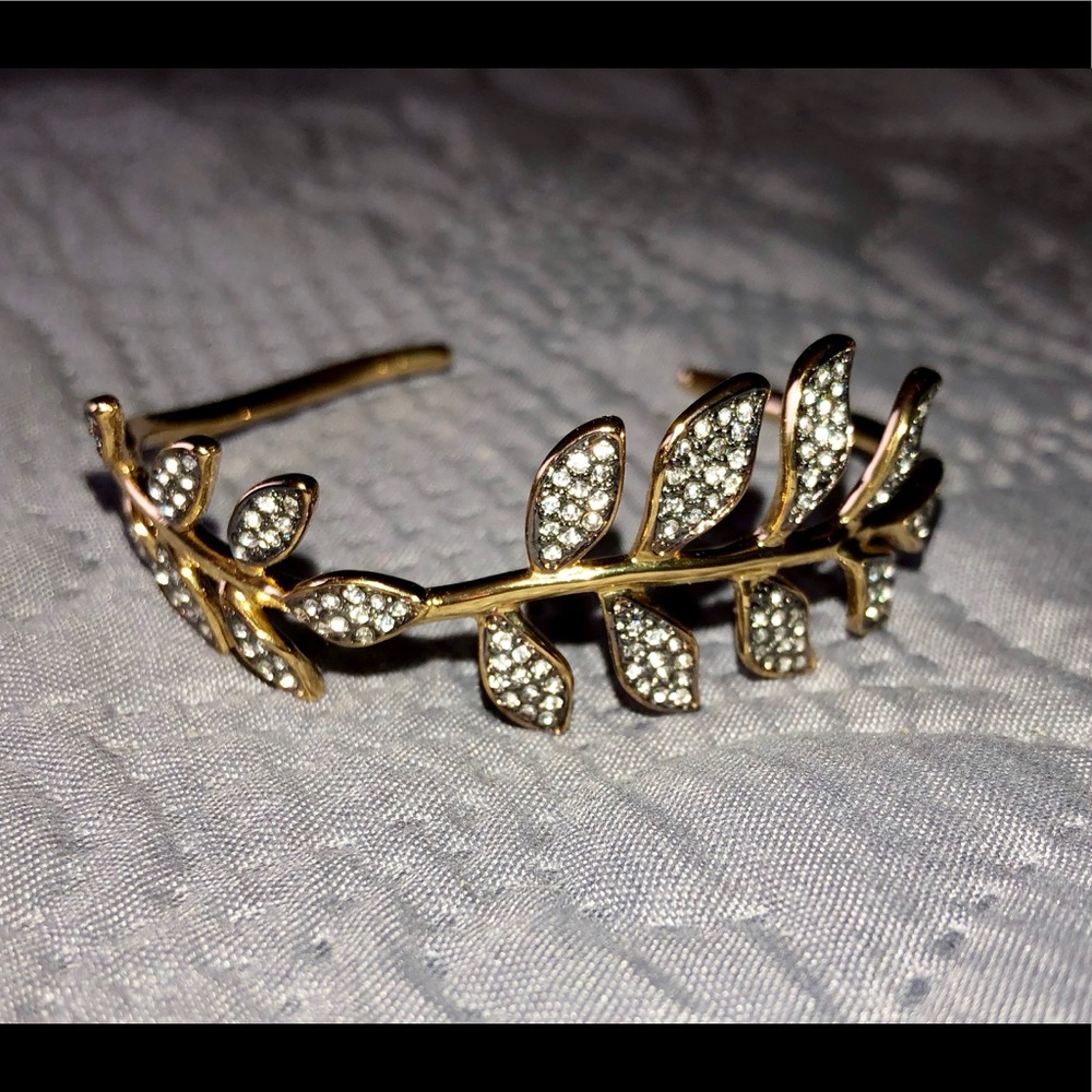 Gold Pave Leaf Cuff